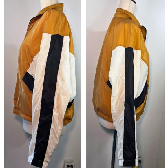 H&M DIVIDED Color Blocked Yellow Black Cream Boxy Windbreaker Size S - Picture 5 of 11